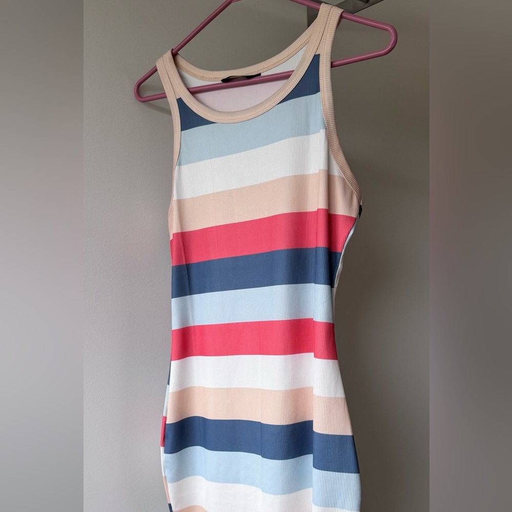 Elegant One Shoulder Striped Dress